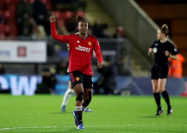 Melvine Malard of Manchester United celebrates