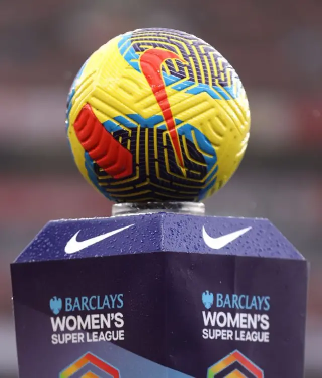 WSL match ball on a WSL branded plinth.