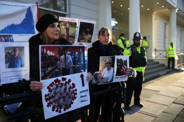 Protesters outside Covid inquiry