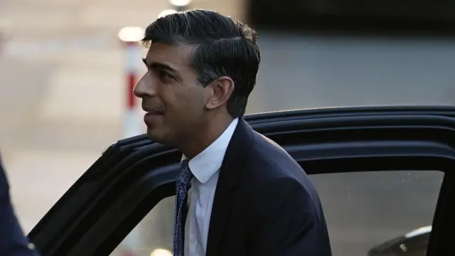 Prime Minister Rishi Sunak arrives to give evidence to the UK Covid-19 Inquiry at Dorland House in London on Monday