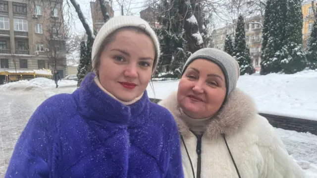 Khrystyna with her mother Olena