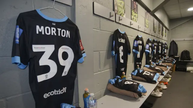 Forest Green dressing room ahead of FA Cup tie at Scarborough