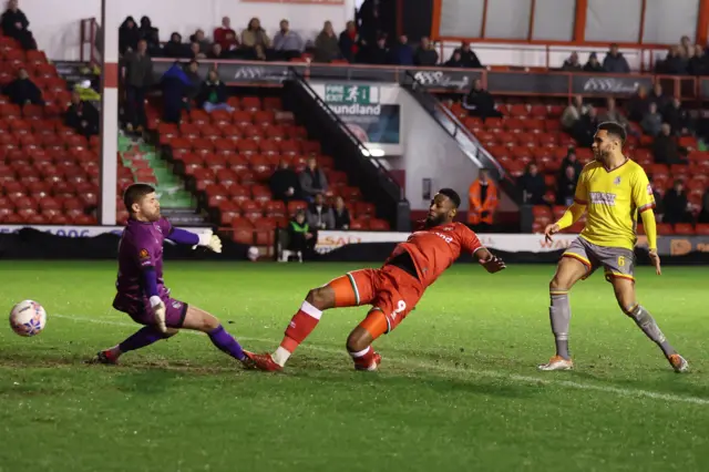 Walsall's Jamille Matt scores against Alfreton Town