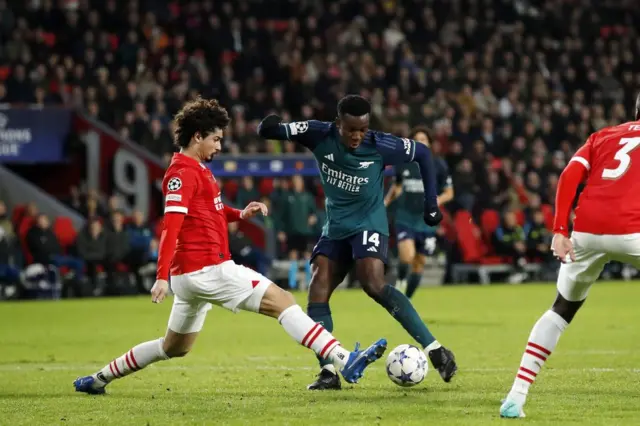 Eddie Nketiah scores for Arsenal
