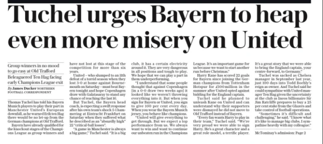 Back page of Daily Telegraph