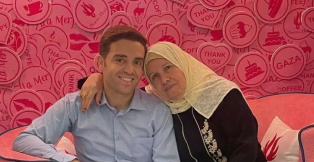 Dalloul al-Neder, pictured with his mother the last time he saw her alive