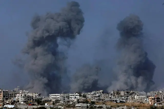 Smoke and debris rises over Gaza