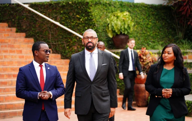 Home Secretary James Cleverly tours the Kigali Genocide Memorial during his visit to Kigali, Rwanda