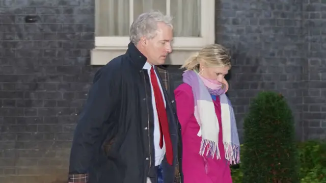 Conservative MPs Danny Kruger and Miriam Cates, leaving Downing Street, London, following a breakfast meeting with Prime Minister Rishi Sunak