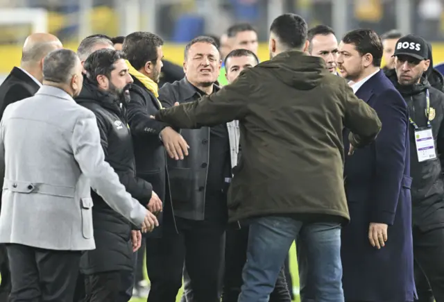 Faruk Koca, President of MKE Ankaragucu throws a punch to the referee Halil Umut Meler
