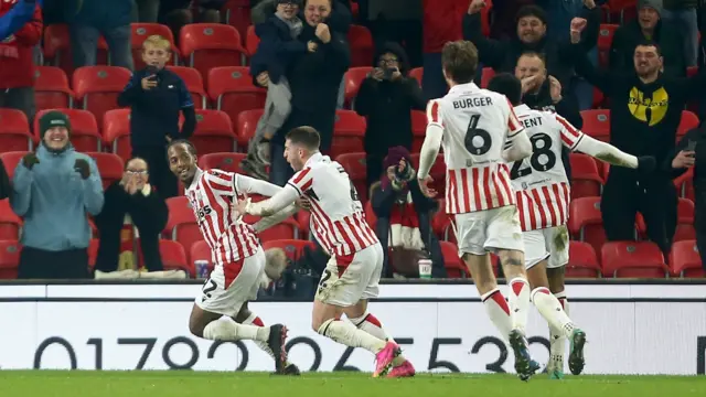 Stoke celebrate scoring