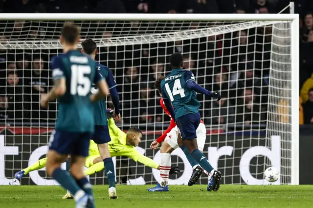 Eddie Nketiah scoring for Arsenal