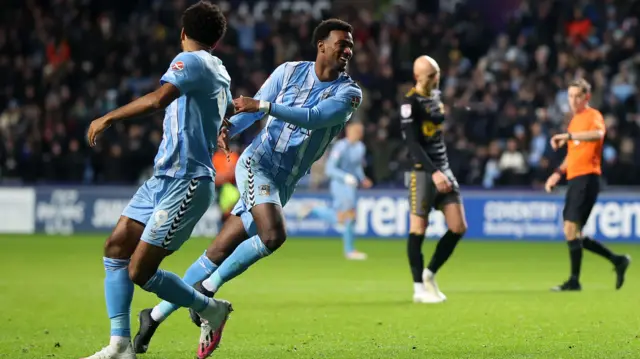 Haji Wright celebrates scoring