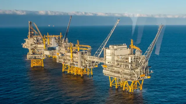 The Equinor ASA offshore oil drilling platform on Johan Sverdrup oil field in the North Sea off the coast of Norway, on Monday, Feb. 13, 2023