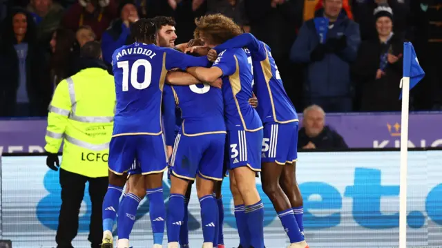 Leicester celebrate scoring