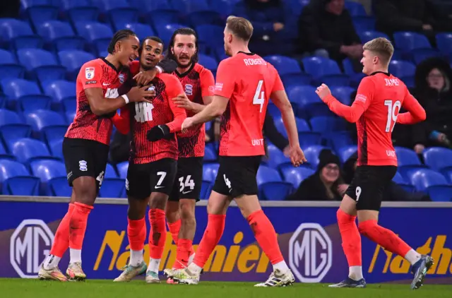 Birmingham celebrate a goal for Juninho Bacuna