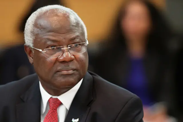 Sierra Leone President Ernest Bai Koroma attends a meeting about the fight against the Ebola outbreak in West Africa during the World Bank-International Monetary Fund Spring Meetings April 17, 2015 in Washington, DC.