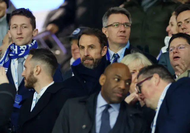 England manager Gareth Southgate watches from the stands