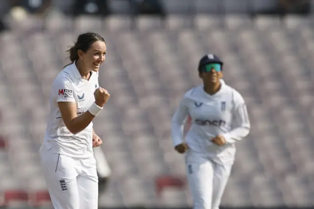 Kate Cross celebrates wicket