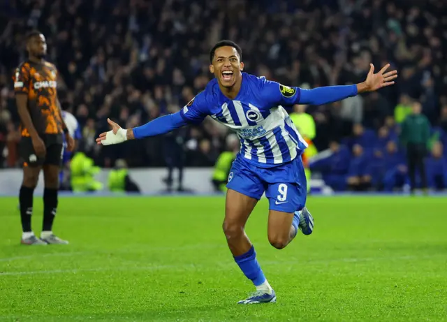 Brighton & Hove Albion's Joao Pedro celebrates