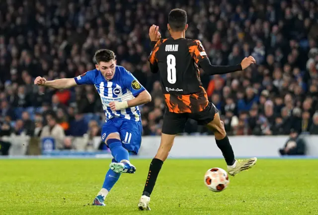 Billy Gilmour shoots low for Brighton & Hove Albion