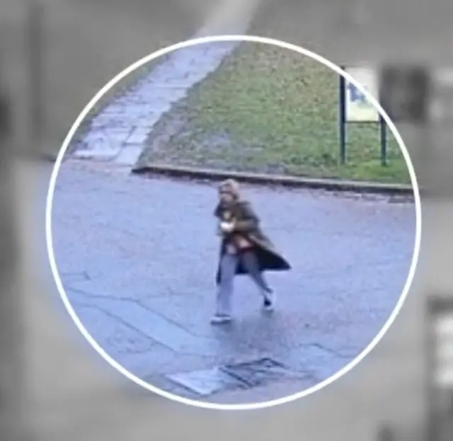 CCTV showing Gaynor Lord leaving the grounds of the cathedral in Norwich