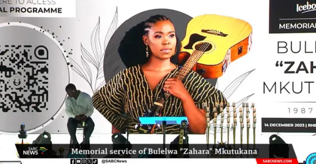 A screengrab of live memorial service on SABC TV