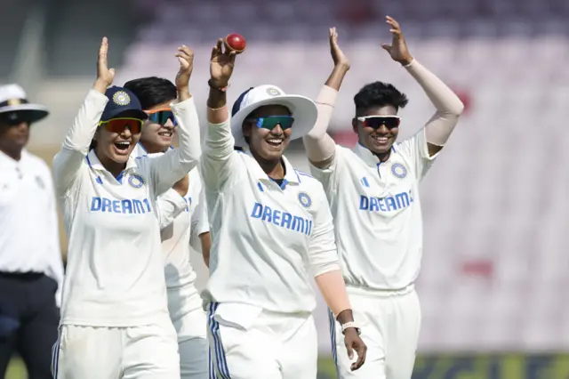 Deepti Sharma celebrates five-wicket haul