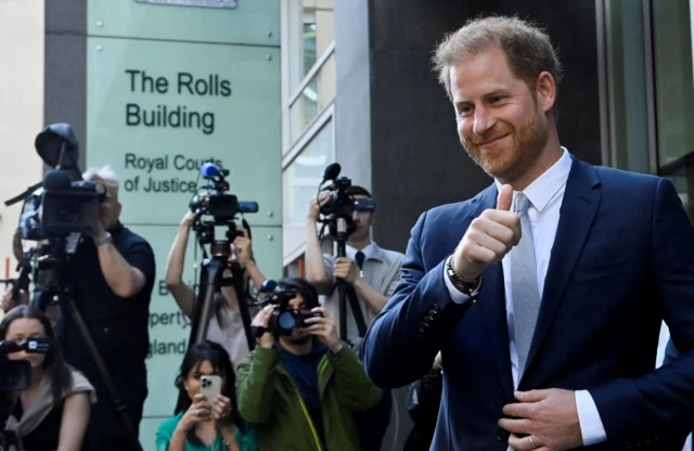 Prince Harry outside High Court