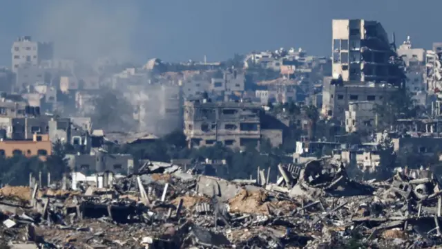 Buildings in southern Gaza lie in ruins after Israeli strikes