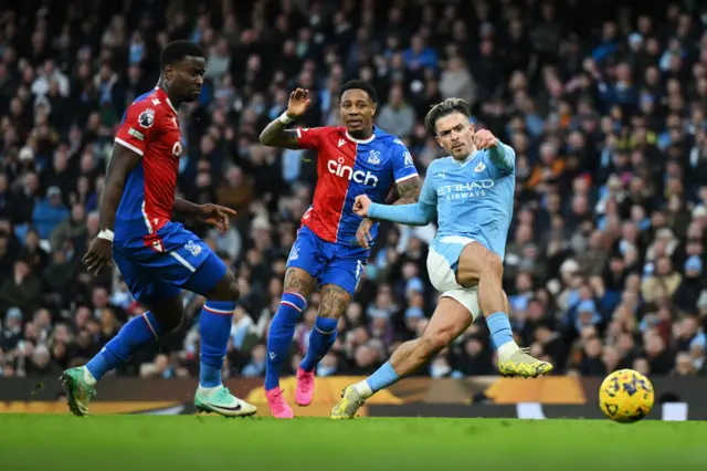 Jack Grealish of Manchester City scores