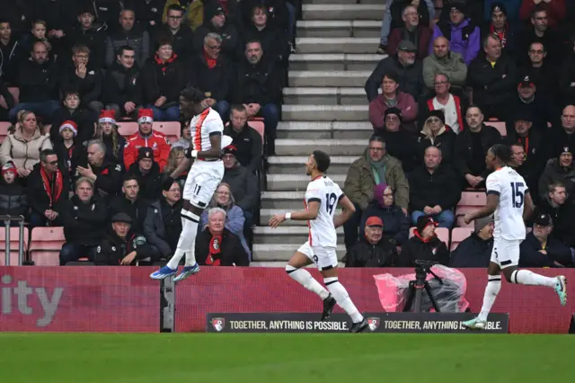 Elijah Adebayo of Luton Town celebrates