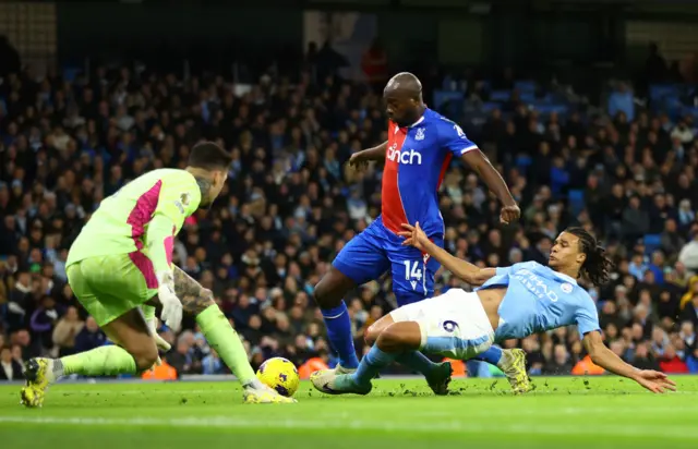 Crystal Palace's Jean-Philippe Mateta scores their first goal