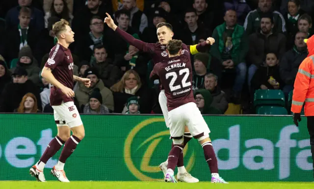 Hearts players celebrating