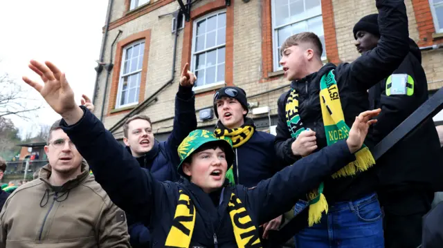 Norwich City fans cheering