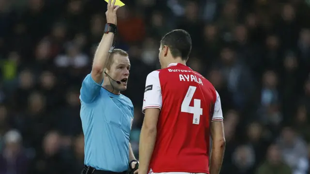 Daniel Ayala is booked for Rotherham