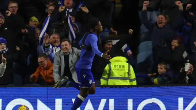 Anthony Musaba celebrates his late winner for Sheffield Wednesday