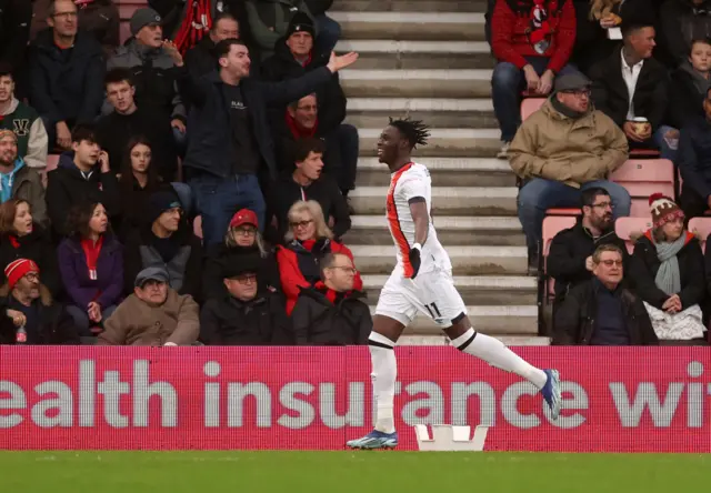 Luton Town's Elijah Adebayo celebrates