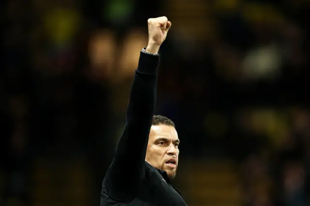 Watford boss Valerien Ismael with his fist in the air