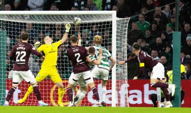 Lawrence Shankland scores for Hearts against Celtic