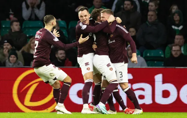 Hearts players celebrating