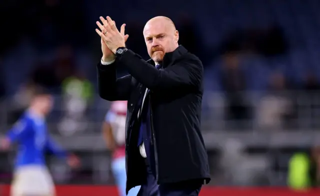 Sean Dyche, Manager of Everton, celebrates after the team's victory during the Premier League match between Burnley FC and Everton FC