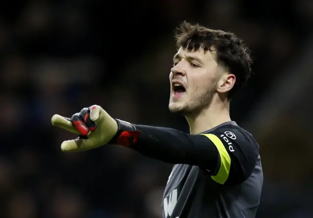 Burnley's James Trafford points with his finger