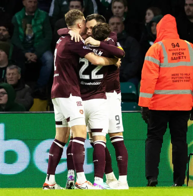 Hearts players celebrate