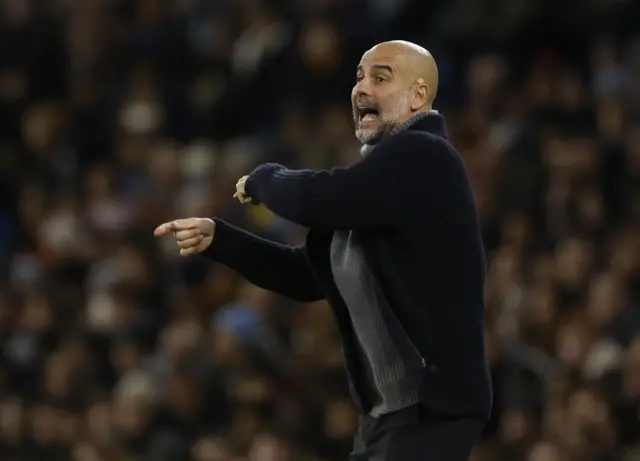 Manchester City manager Pep Guardiola reacts