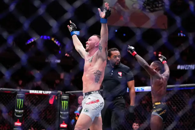 Colby Covington celebrates