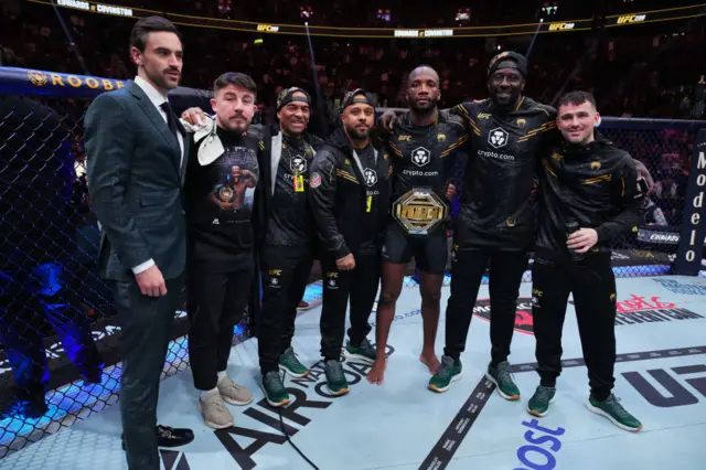 Leon Edwards celebrates with his team