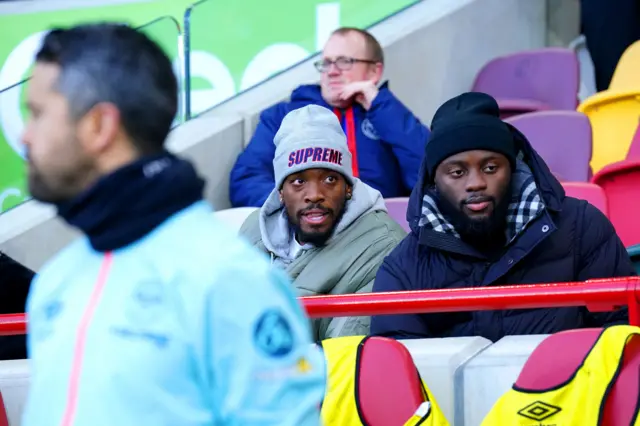 Brentford's Ivan Toney (centre) in the stands