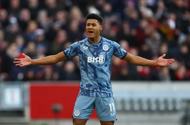 Aston Villa's Ollie Watkins reacts