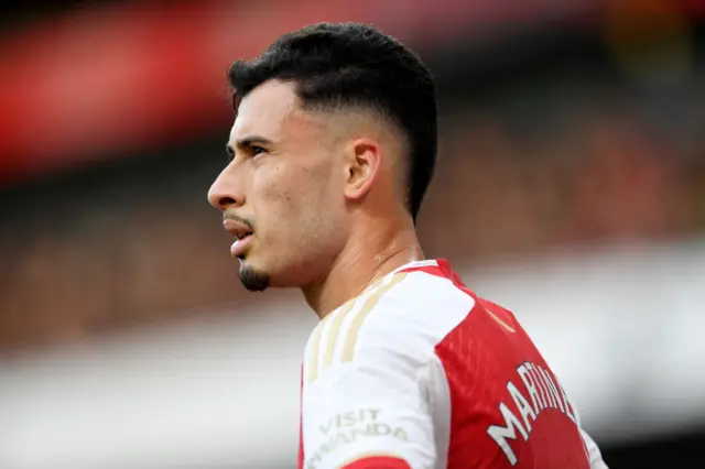 Gabriel Martinelli of Arsenal looks on